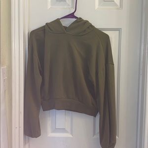 Olive green cropped hoodie